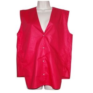 Helmut Lang Red Asymmetrical Sleeveless Buttondown